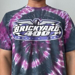 Vintage 2000 Brickyard 400 Nascar Graphics Purple Tie-Dye Men's Tee Shirt